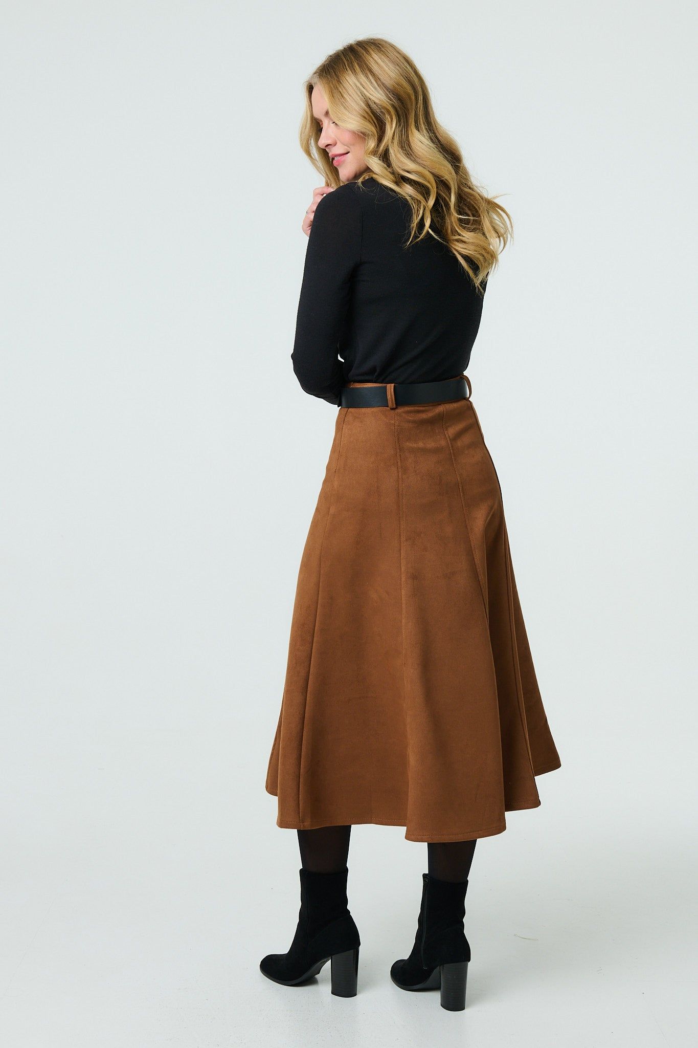 Izabel London Belt Detail A-Line Maxi Skirt