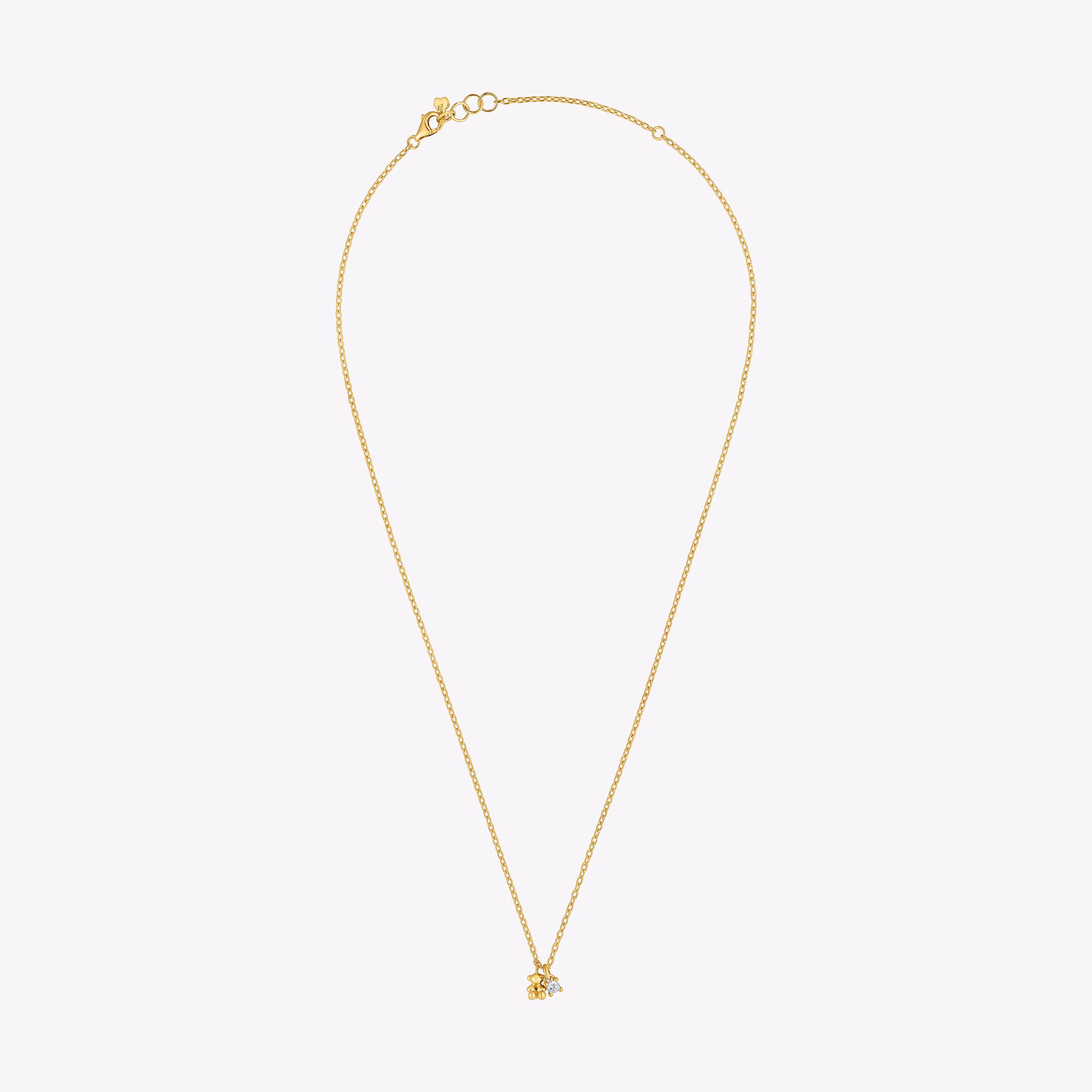 Collar corto con baño de oro 18 kt sobre plata y diamante creado en laboratorio Bold Bear LGD