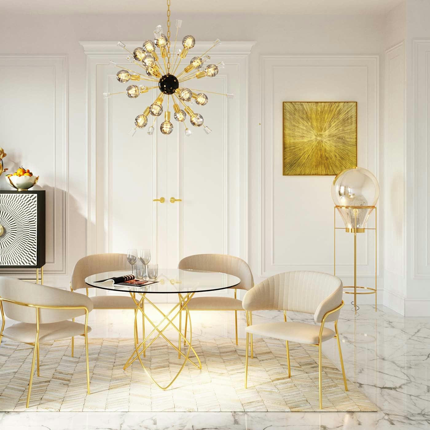 ILLUMINO - Tableau rayons dorés en relief 80x80