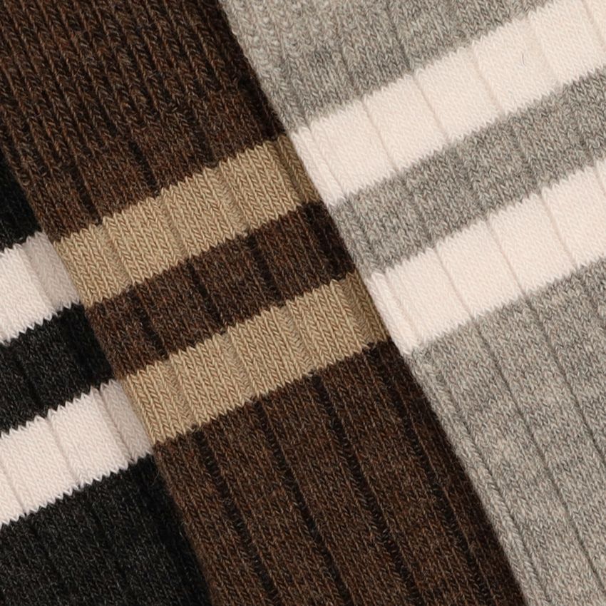 Manfield Grijze en bruine gestreepte 3-pack sokken