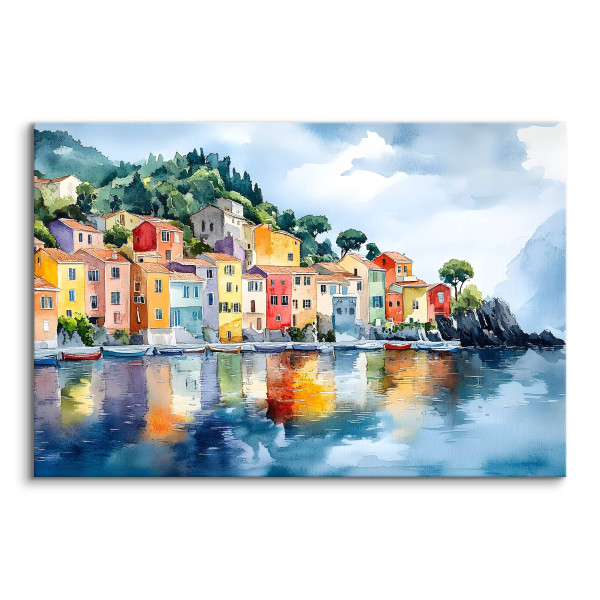 Obraz Akwarelowe Budynki Przy Wybrzeżu 30x20cm