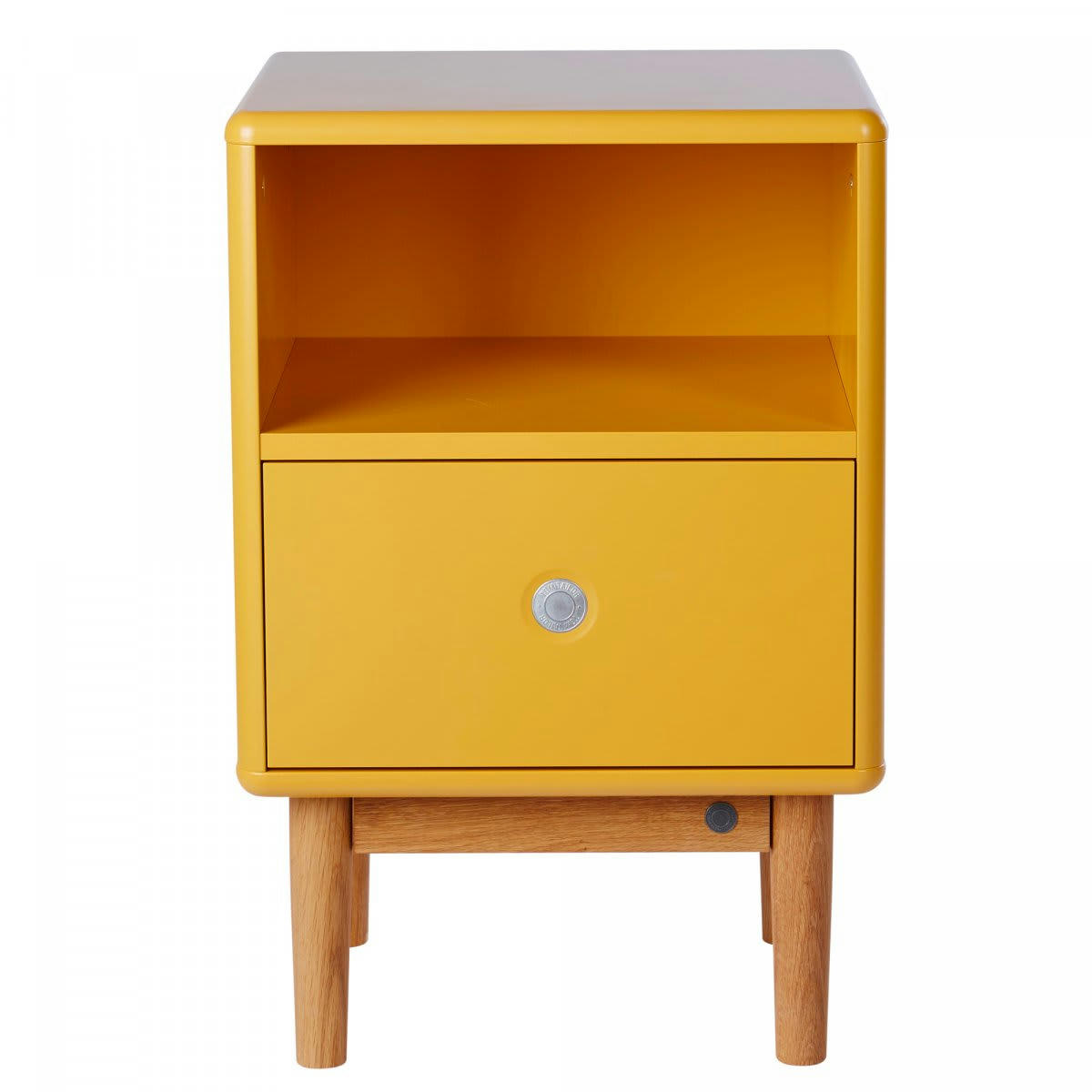 LOMA - Table de chevet scandinave avec tiroir et niche moutarde