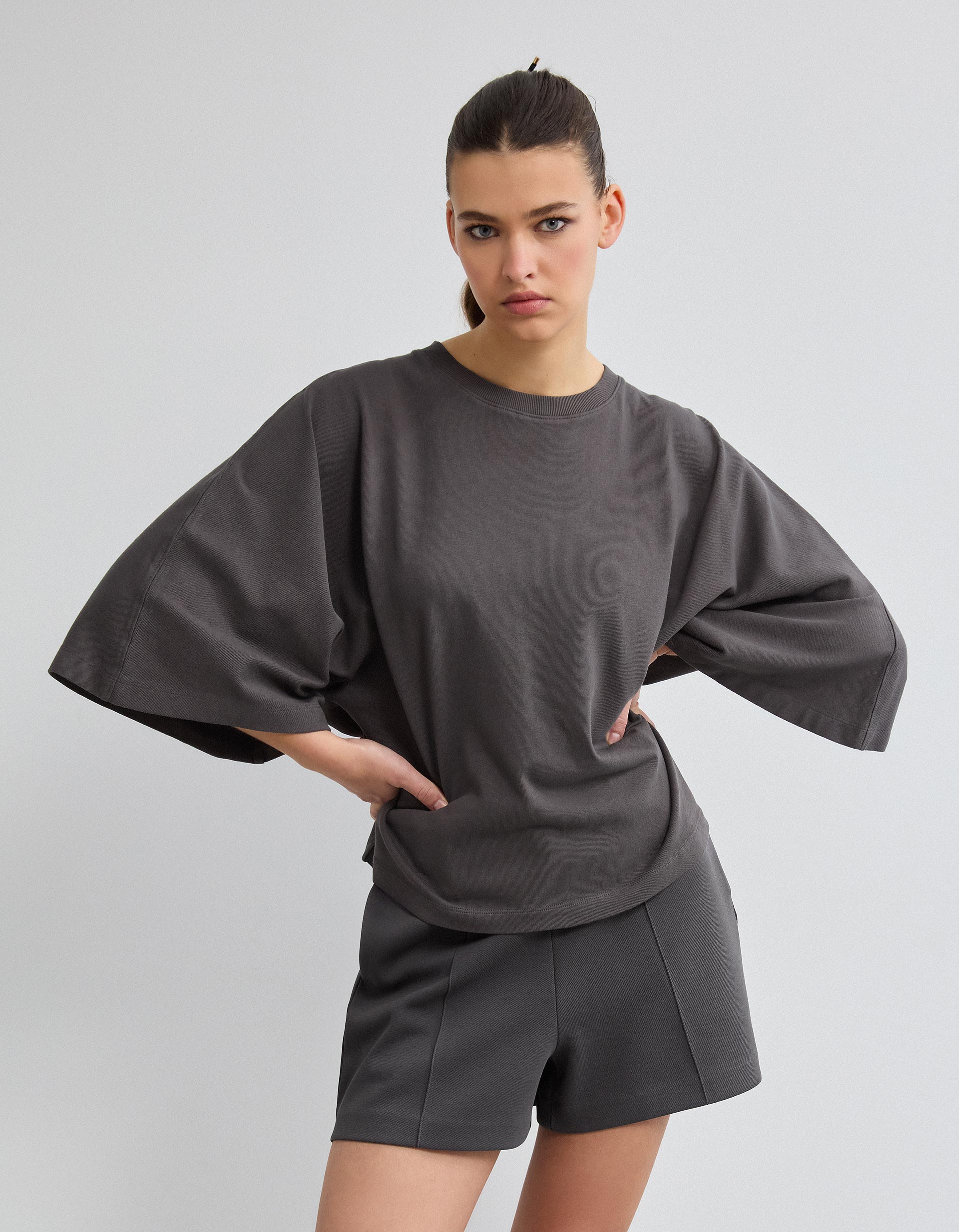 T-shirt, Mulher, Cinzento Escuro