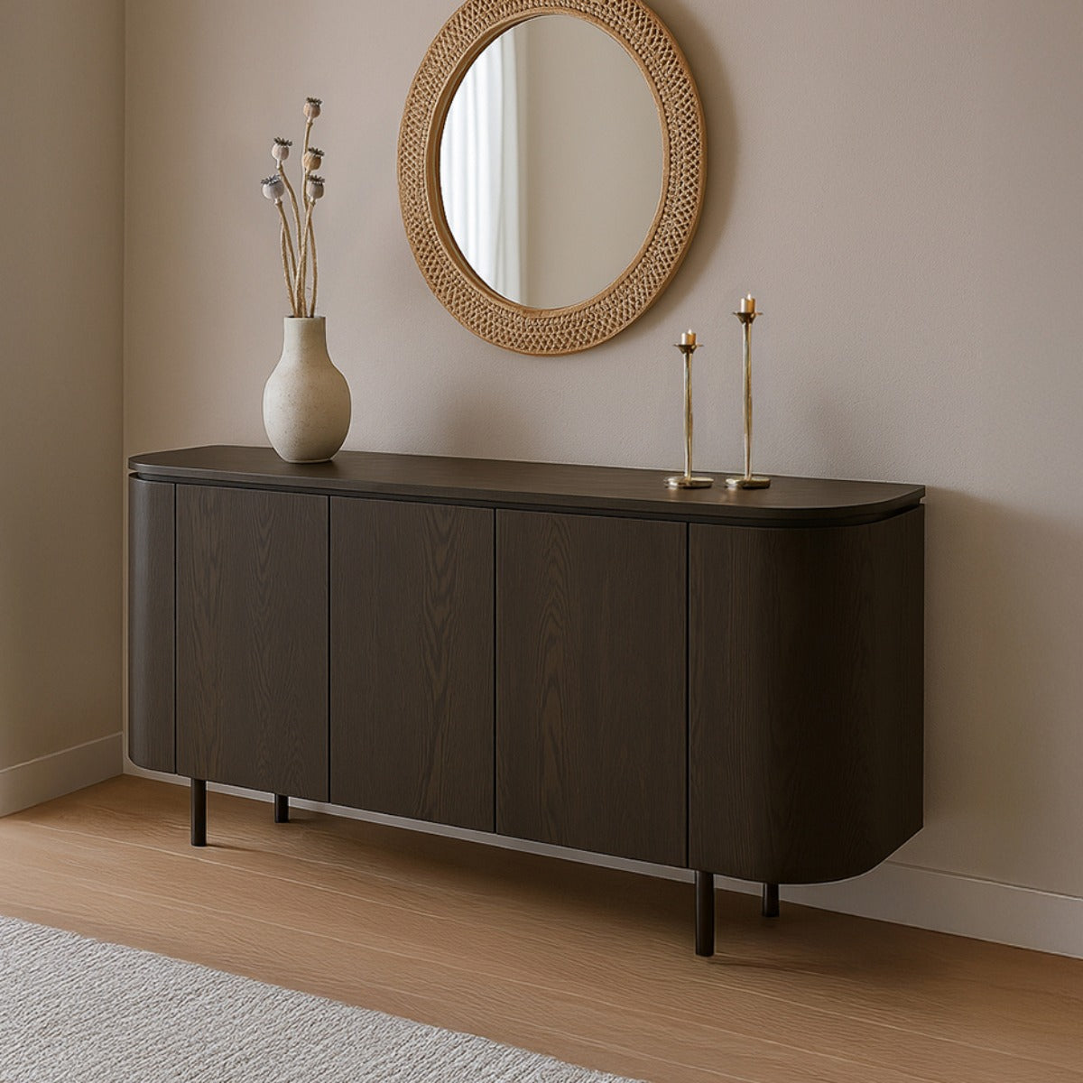 Livingfurn - Dressoir Bruin Eikenfineer - 170x43x81cm - Tobago