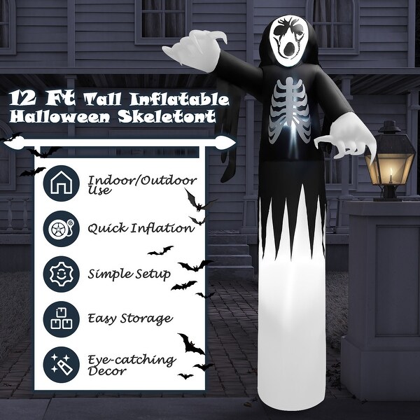 Gymax 12 FT Tall Halloween Inflatable Skeleton Ghost Spooky Halloween