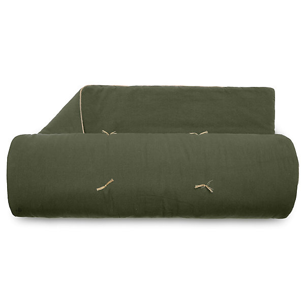 Chemin de lit coton lavé 80x200 cm HONO DéCO vert kaki