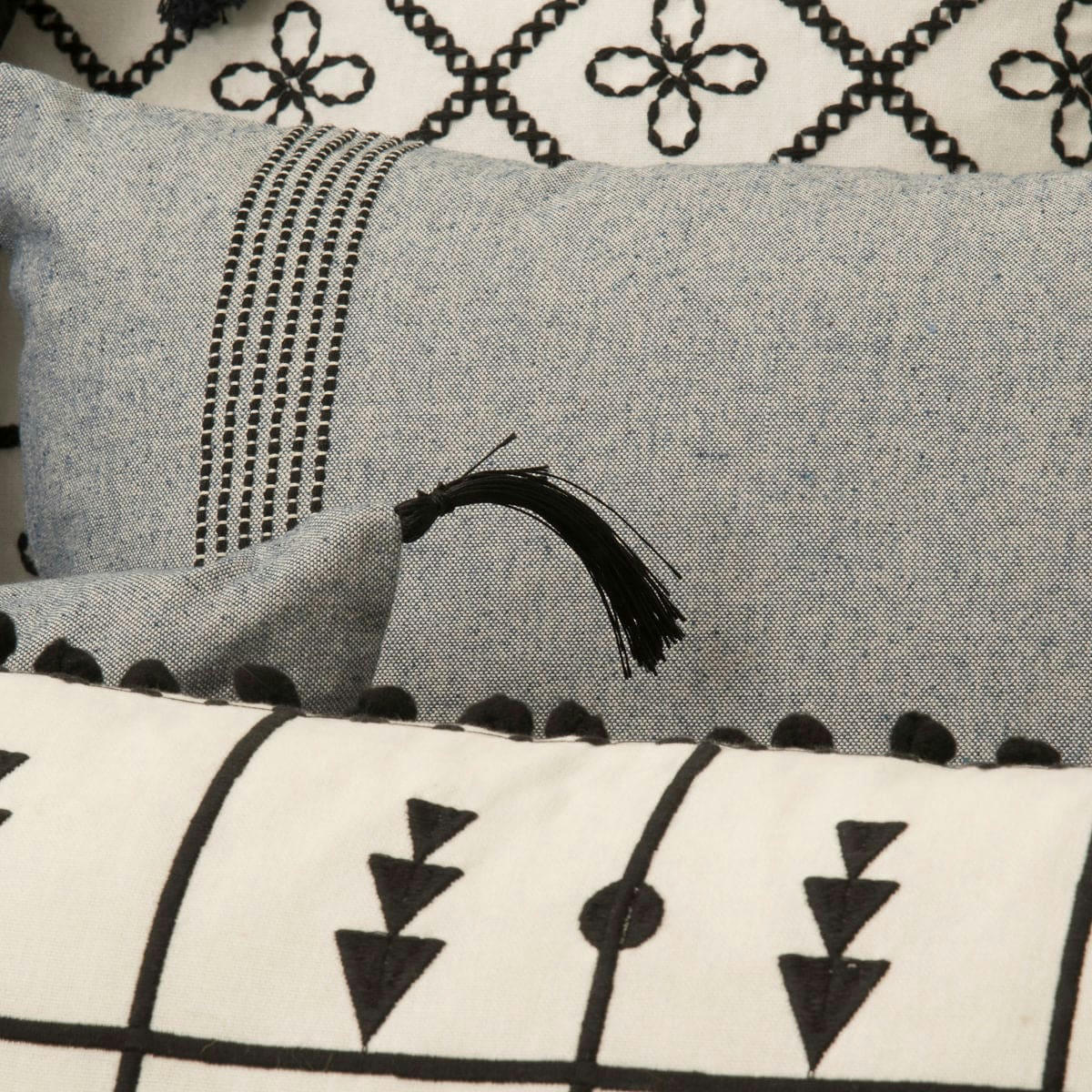 HANA - Housse de coussin coton  50x30 denim