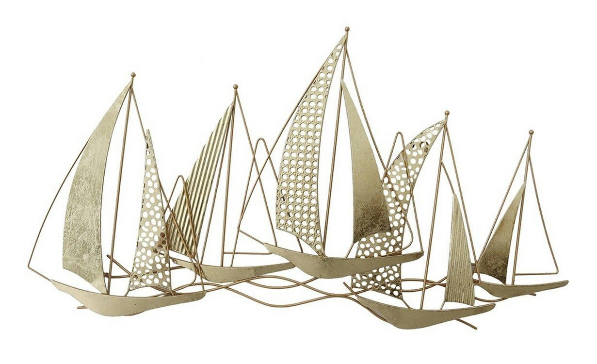 CASSIS - Décoration murale en métal golden sailboat 92x50x4