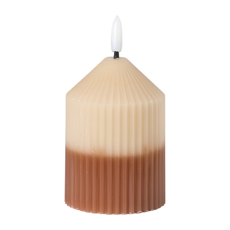 LED kaars duo - beige/bruin - &Oslash;7x10 cm