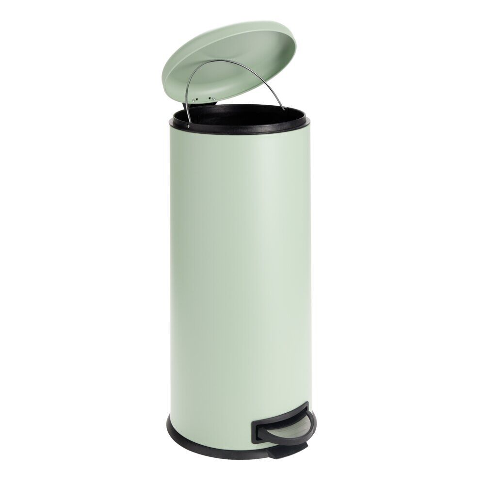 Poubelle à pédale 30L ronde métal vert Ø30xH69,5cm