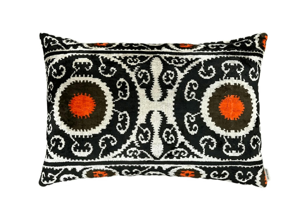 - Housse de coussin velours soie ikat   40x60 multicouleur