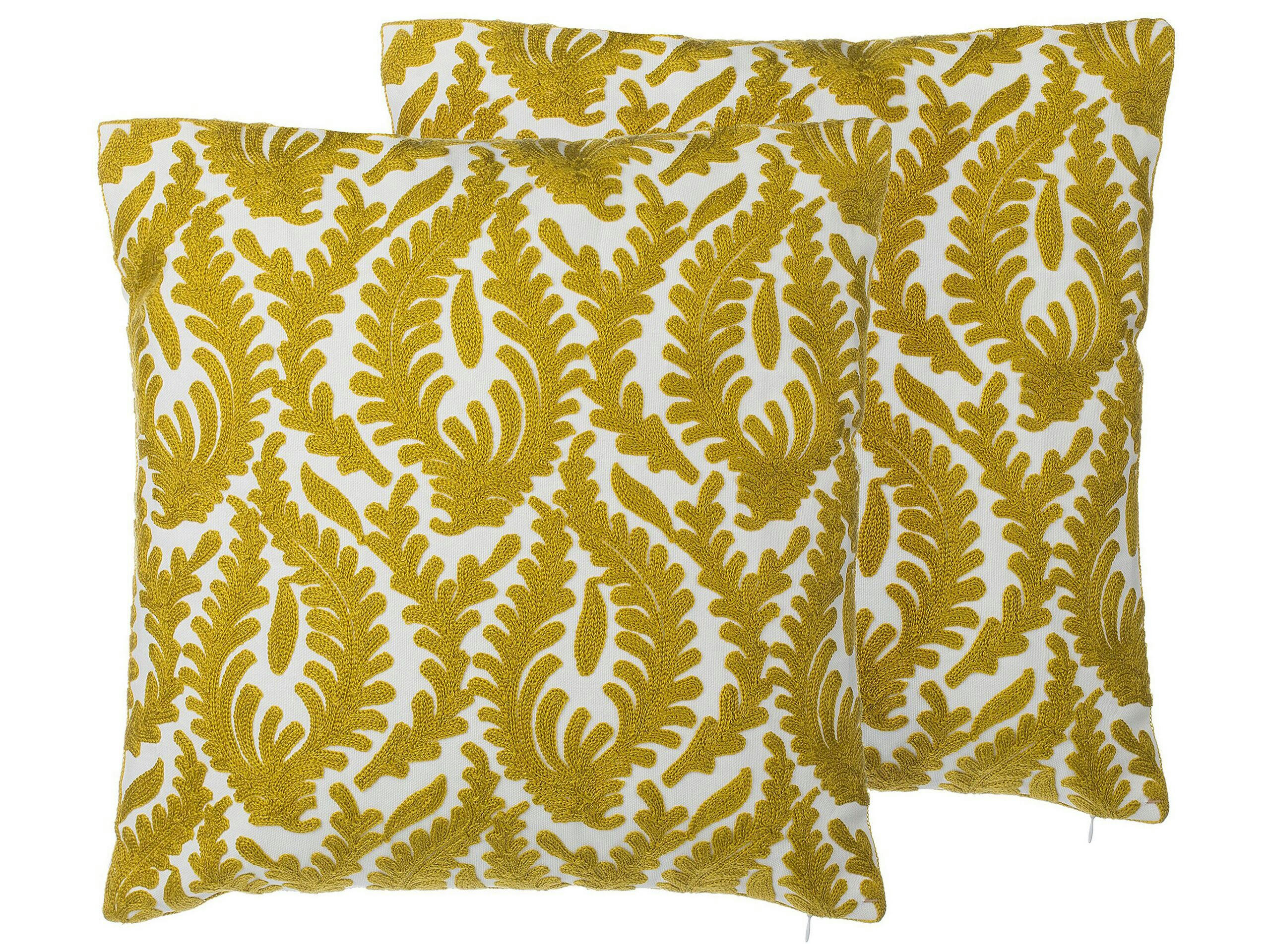 PRIMULA - Lot de 2 coussin décoratifs en tissu jaune 45x12cm