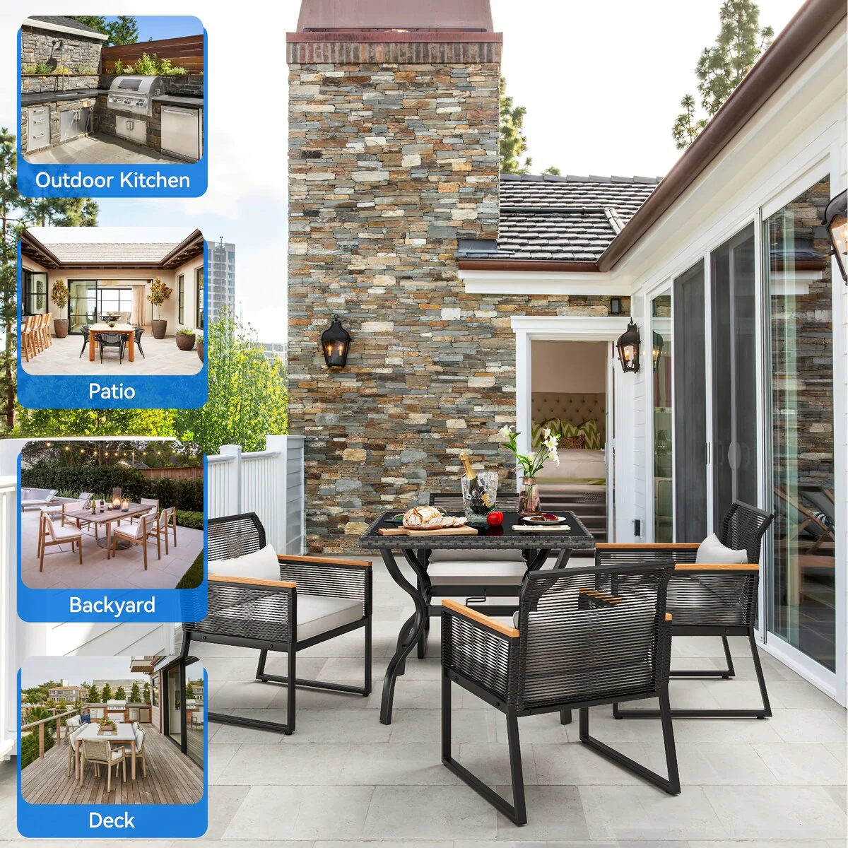 Moasis 5-Piece Outdoor Patio Furniture Dining Set - 5PCS