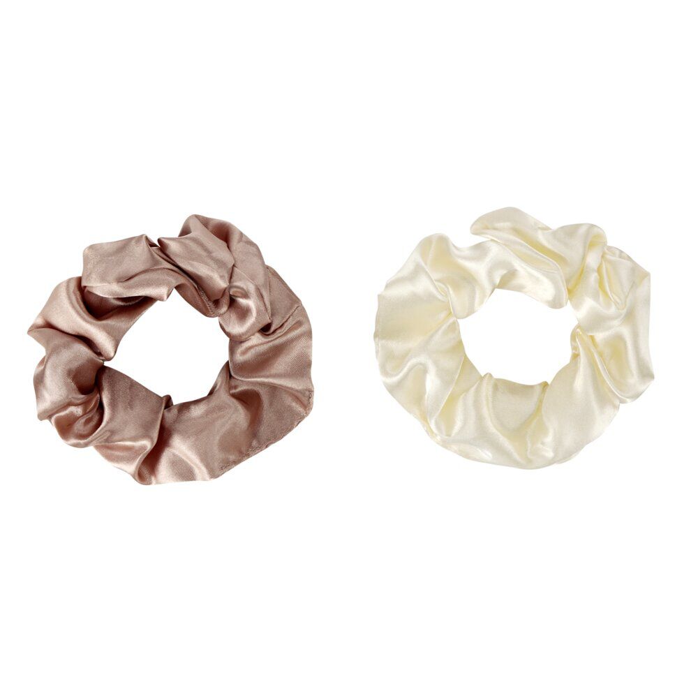 Chouchou satiné x2 en tissu uni Ø11cm (2 modèles)