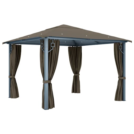 NNEVL Gazebo with Curtain 300x300 cm Taupe Aluminium