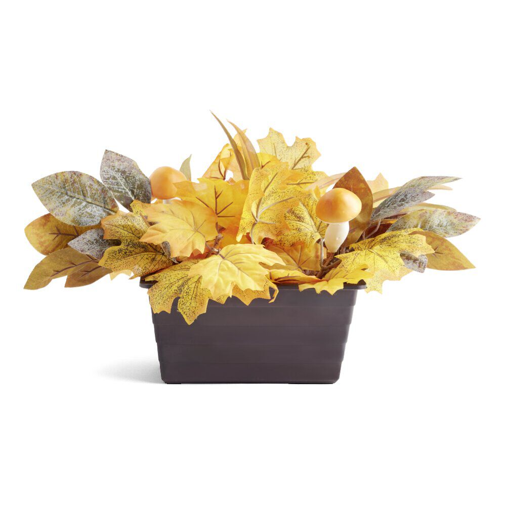 Jardinière de fleurs artificielles thème automne et champignon 25x40xH28cm