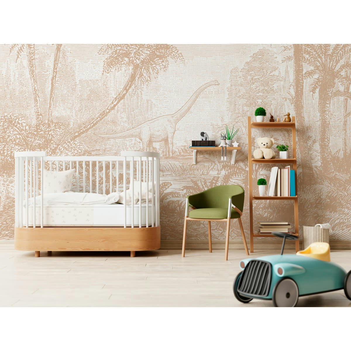 JURASSIK - Papier peint panoramique motif imprimé Beige sable 336x270cm