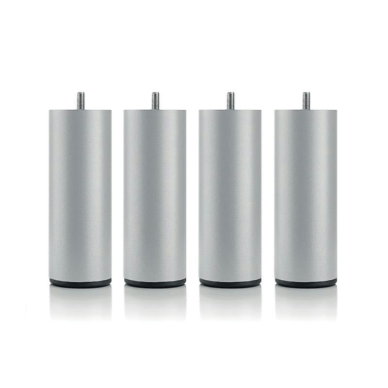 ACCESSOIRES - Jeu de pieds de lit cylindriques en métal Gris Hauteur 16 (lot de 4)