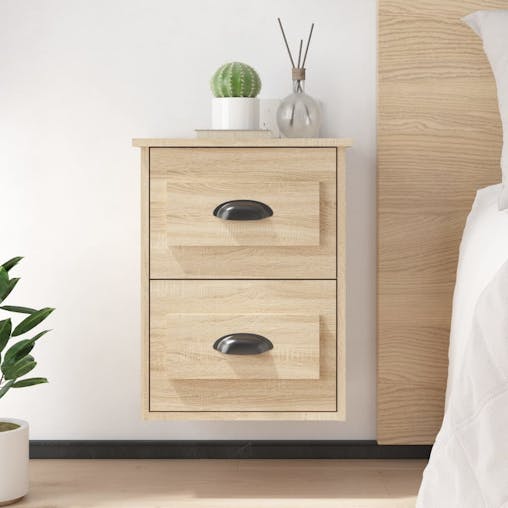 NNEVL Wall-mounted Bedside Cabinets 2 pcs Sonoma Oak 41.5x36x53cm