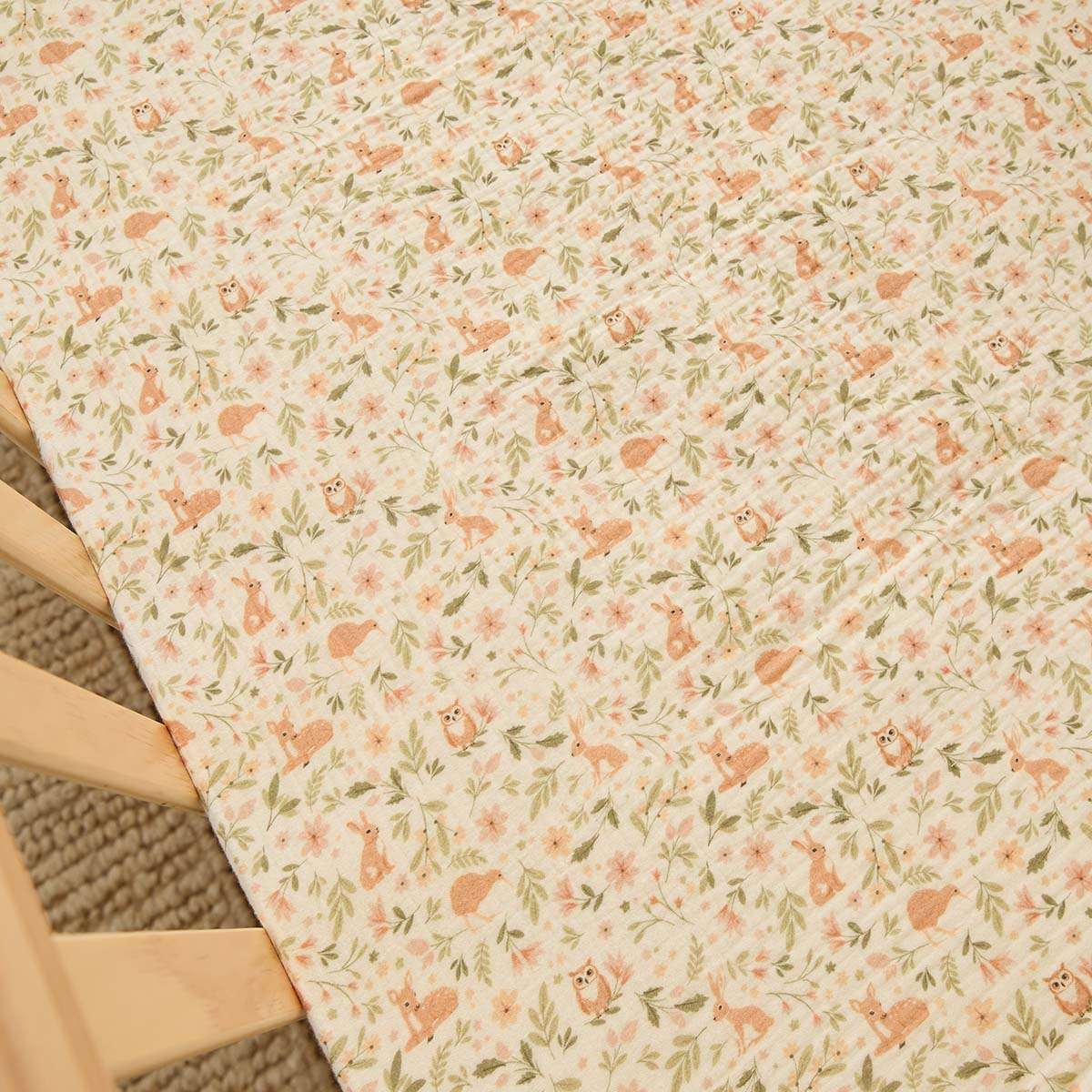 Organic Cotton Cot Sheet  - Bush Walk