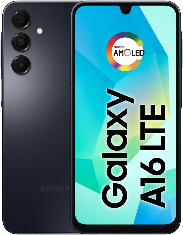 SAMSUNG Galaxy A16 4G Dual SIM (128GB, 2025) 6.7 90Hz AMOLED, Splash Resistant, 8Core, 50MP Camera (Factory Unlocked International Model for GSM, Global) A165M/DS (25W Fast Charger Bundle, Black)