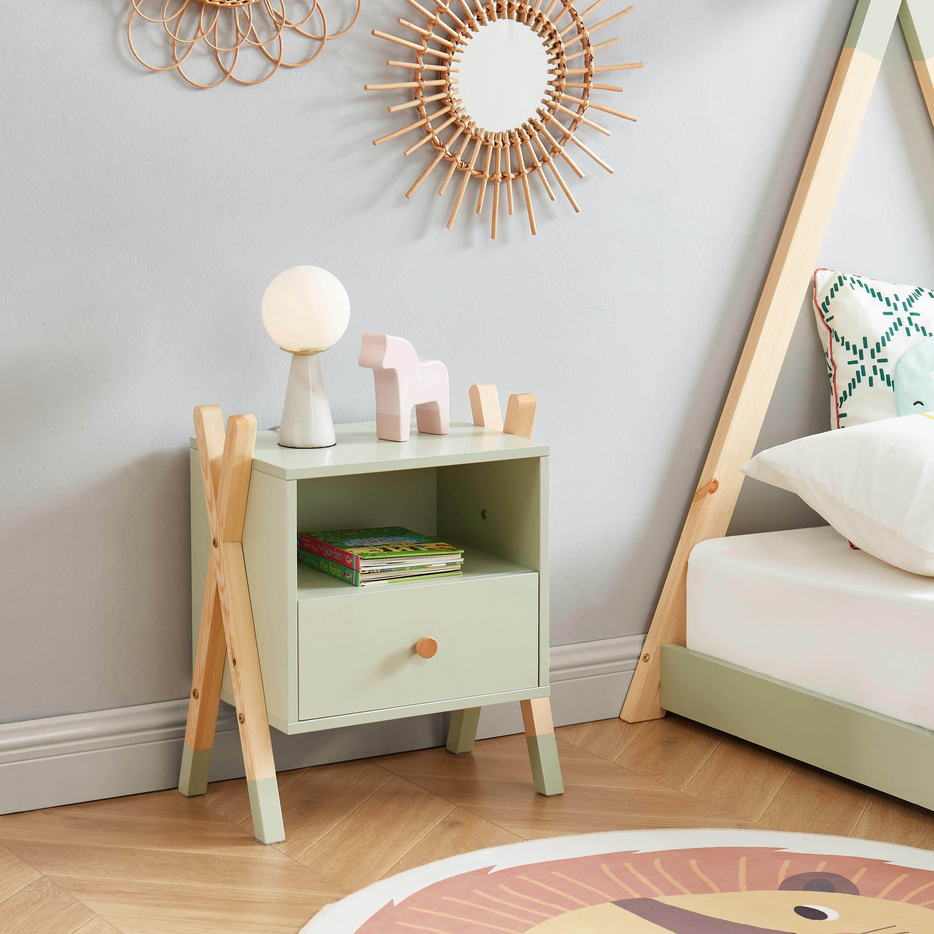 TIPI - Table de chevet enfant   vert  1 tiroir
