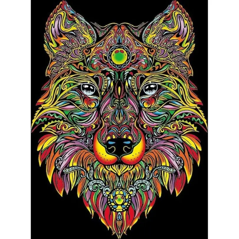 Ausmal-Poster Wolf