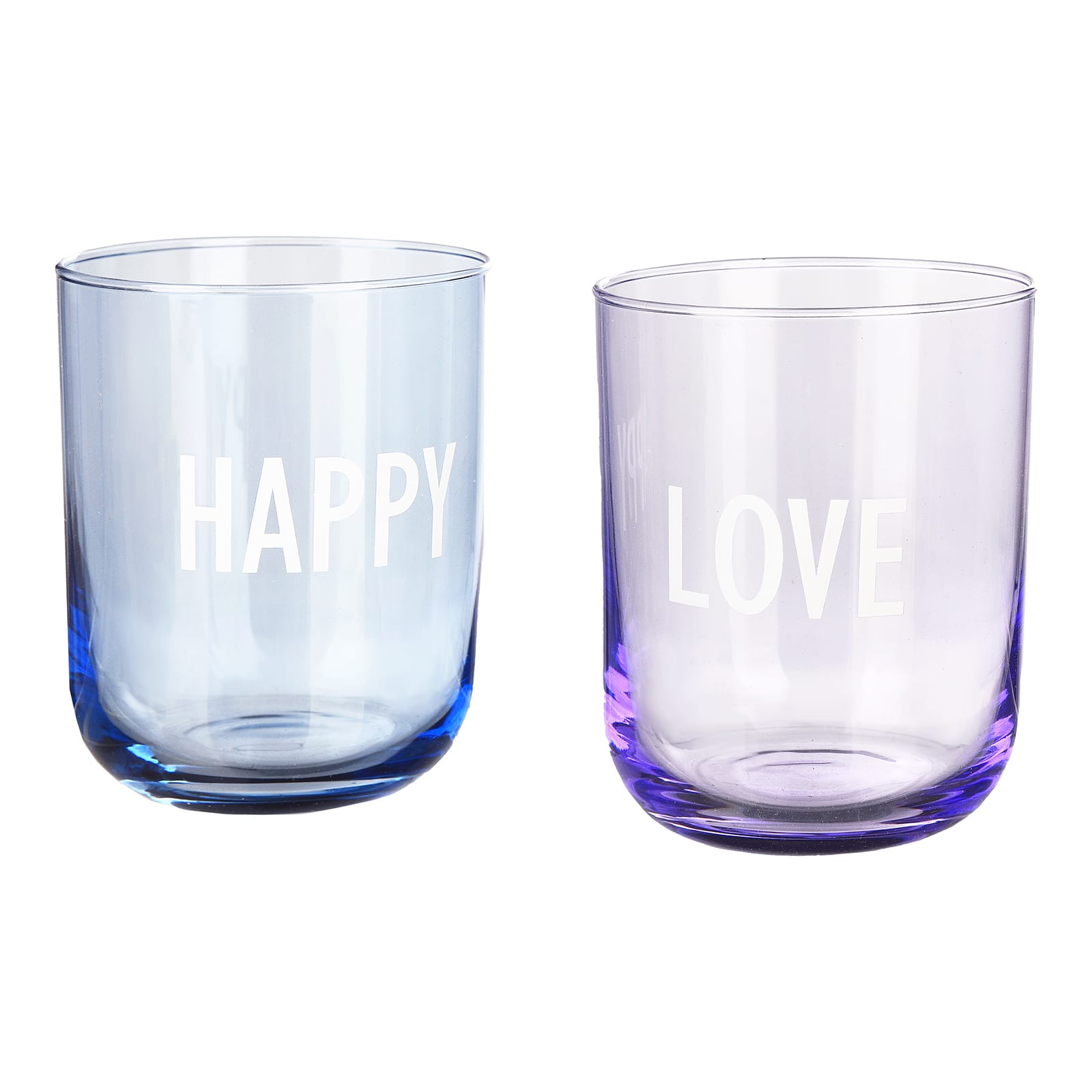 Wasserglas-Set Happy & Love Blau, 2 -tlg.