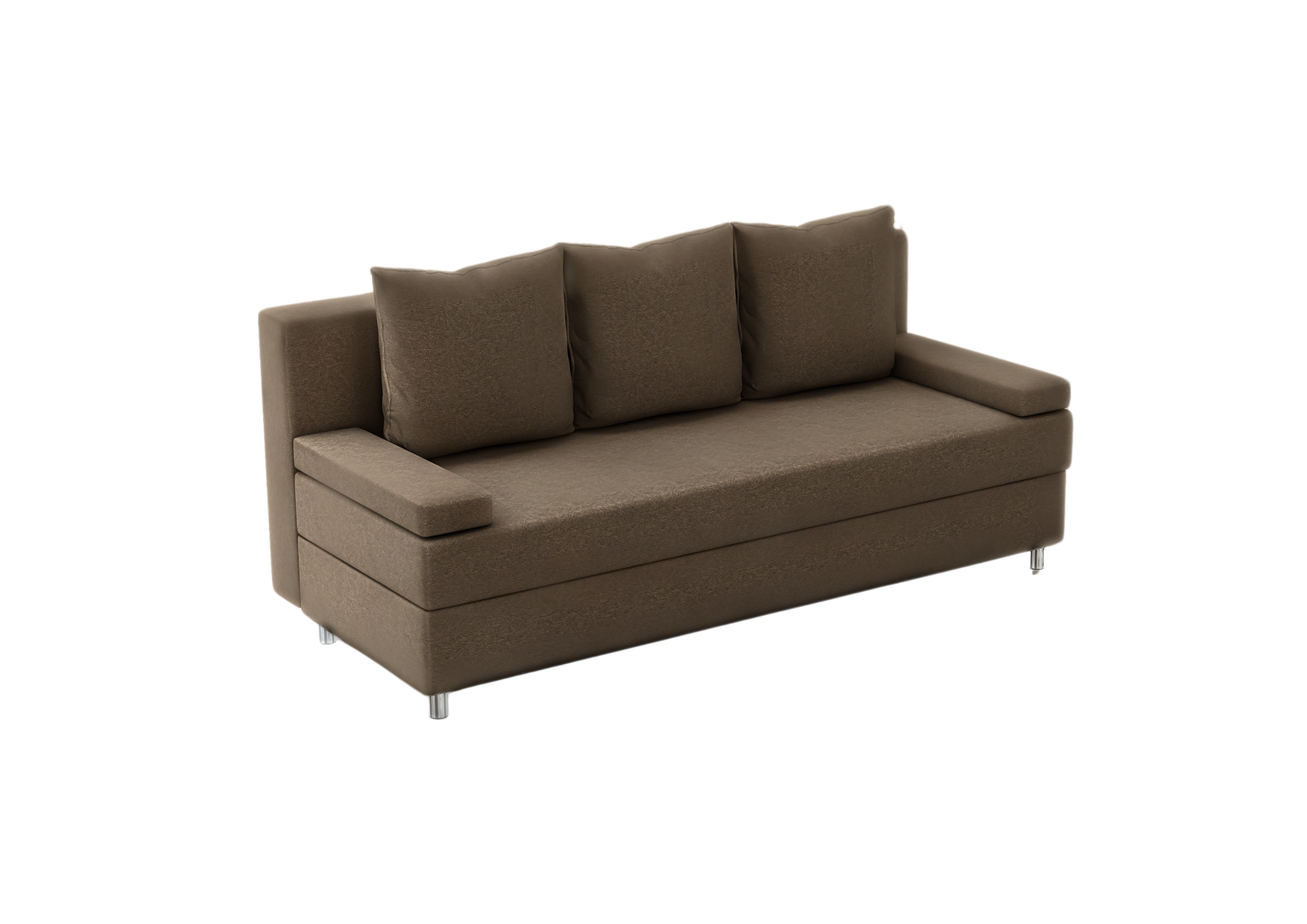 Sofa Rozkładana Trzyosobowa z Pojemnikiem HELIOS Brązowa z Funkcją Spania