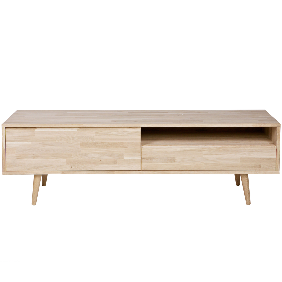 WOOOD tv--meubel met retro poten Tygo - Eiken - Onbehandeld -47x150x44