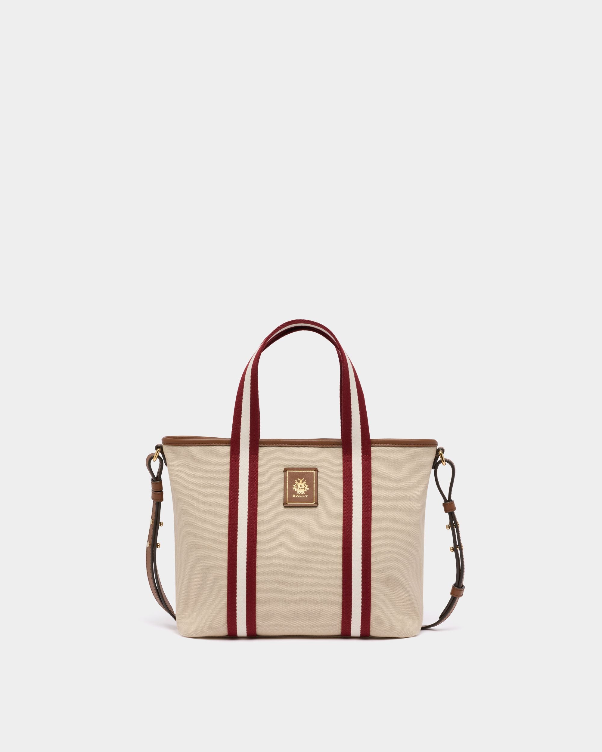 Edelbliss Tote Bag aus Canvas in Ivory mit Bally-Ribbon-Detail