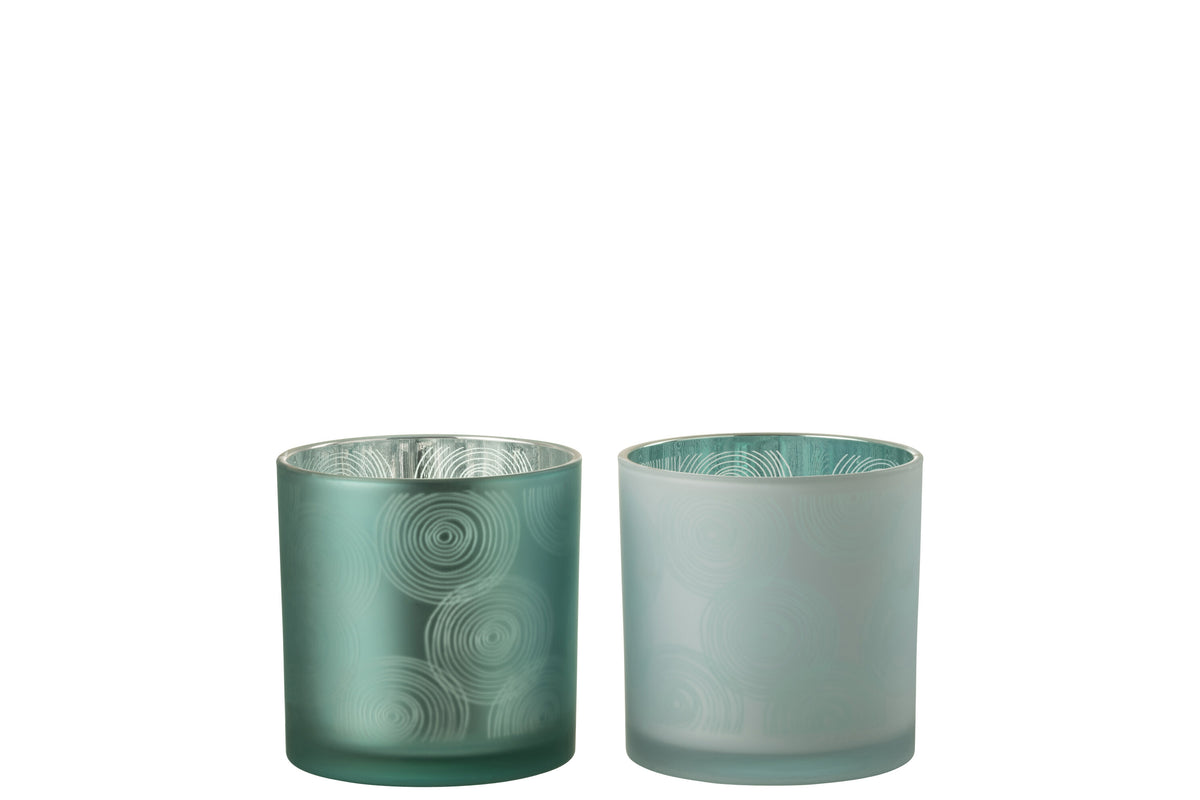 J-Line windlicht Spiralen - glas - mix - large - 2 stuks