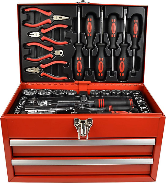 Jeu d'outils Br&uuml;der Mannesmann Werkzeugkoffer M29066 avec 156 pièces pour bricoleurs