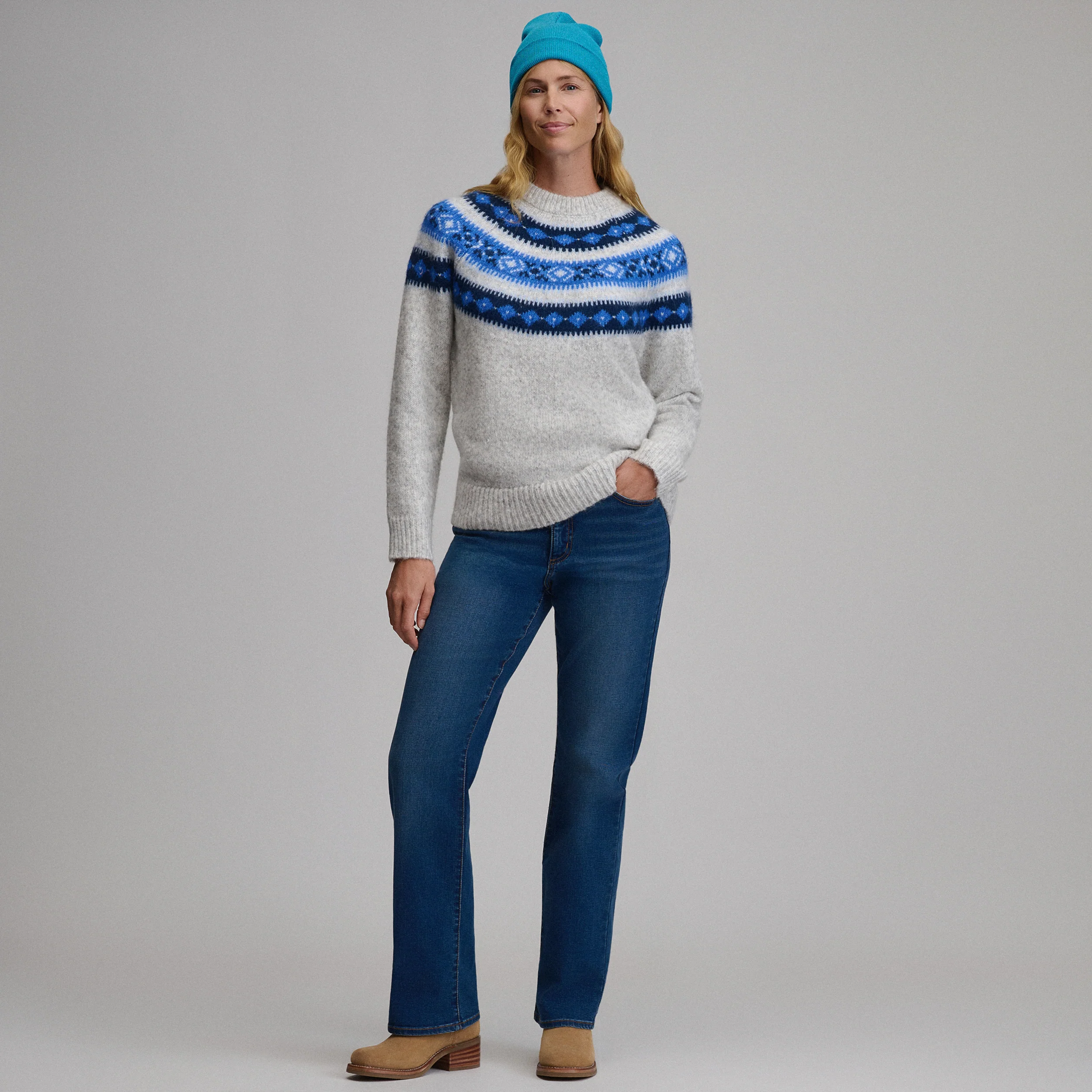 Women's Fairisle Fluffy Crew Sweater