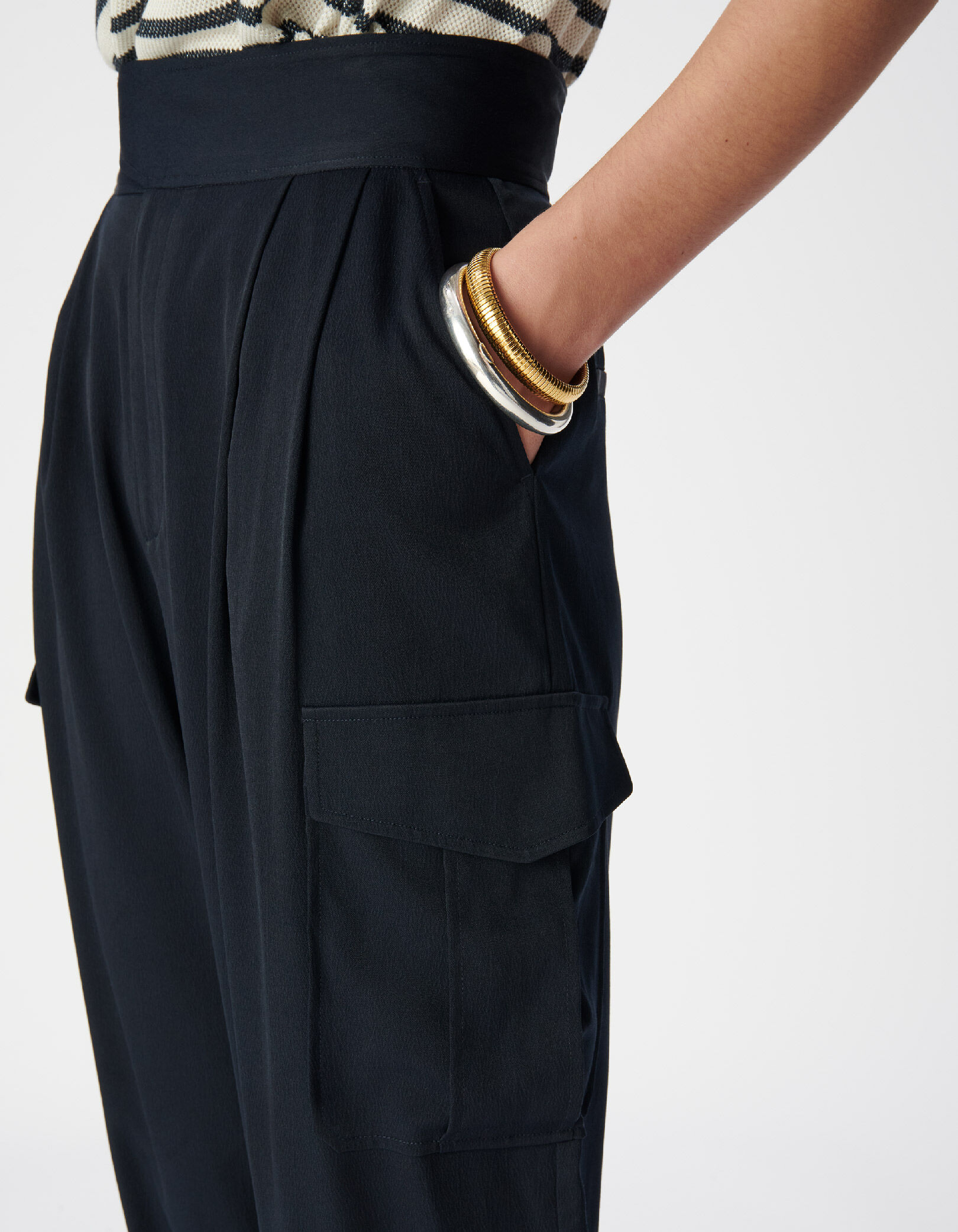 Pantalon ballon marine poches battle Femme