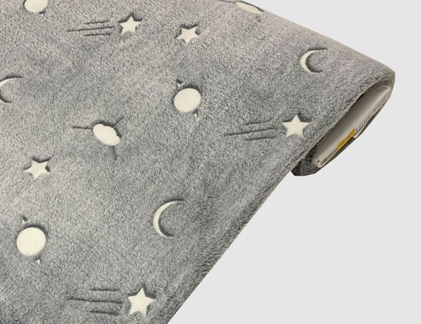 Microfleece Mond, Sterne Grau