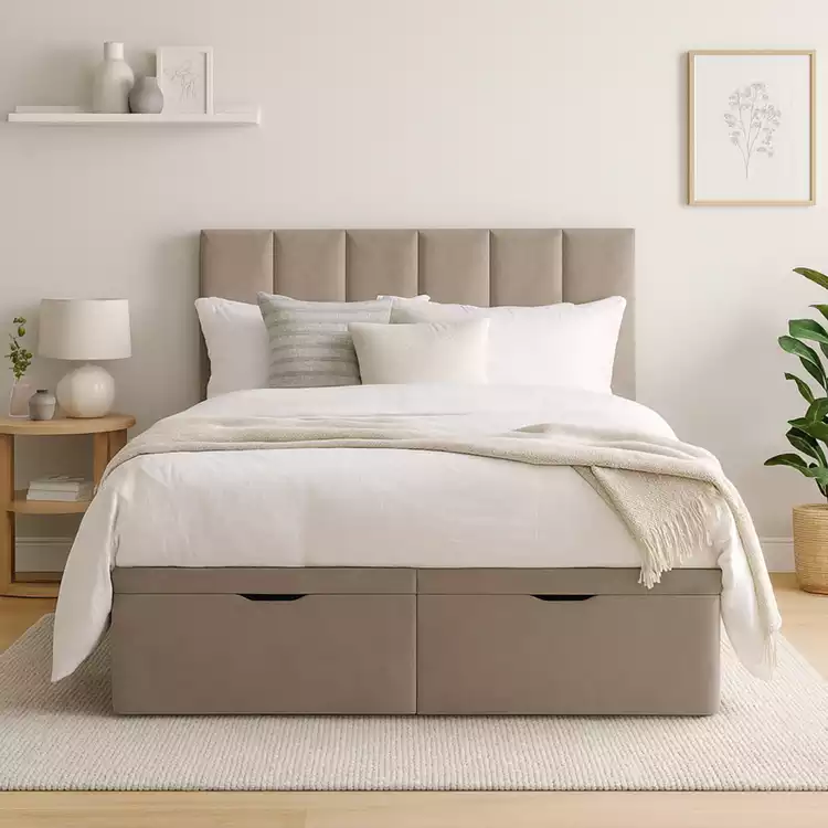 Millbrook Piper Double Fabric End Lift Ottoman Bed - Natural