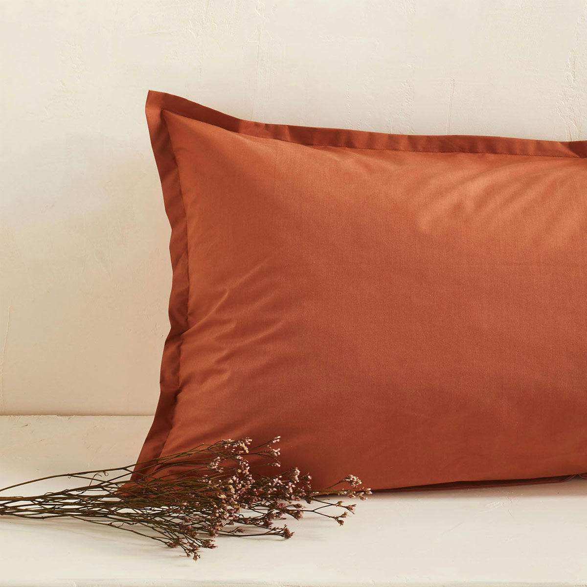 ROYAL LINE - Taie de traversin en percale de coton orange 43x190