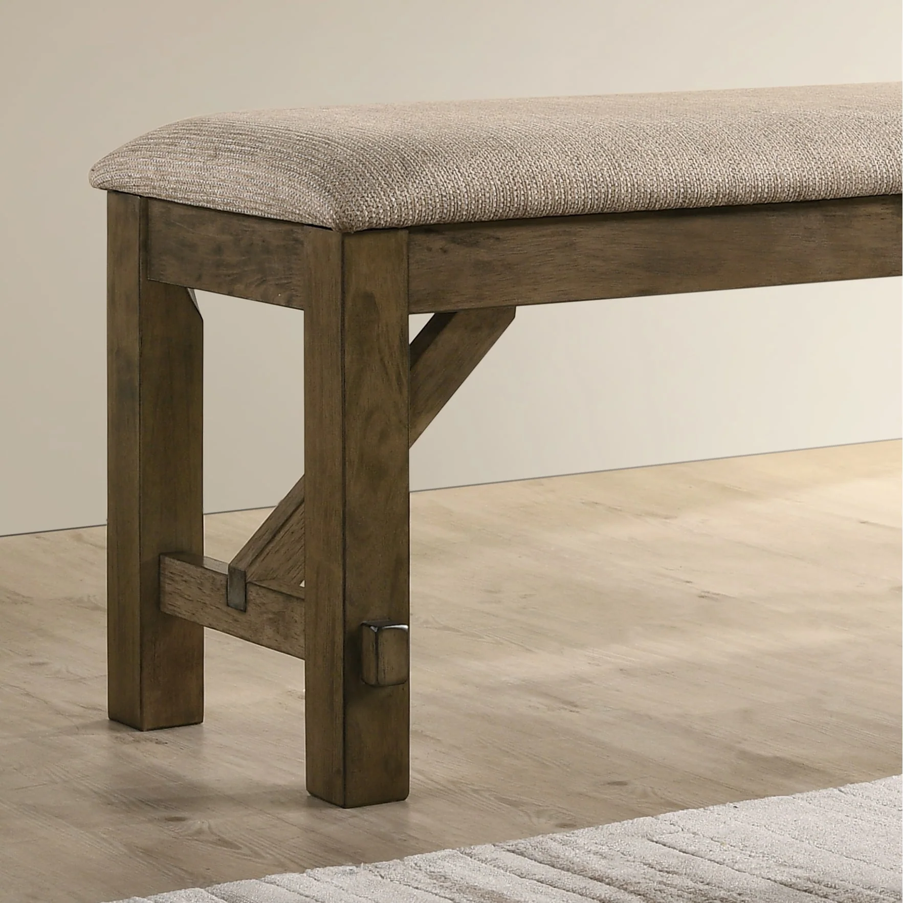 Roundhill Furniture Raven Wood Fabric Upholstered Dining Bench