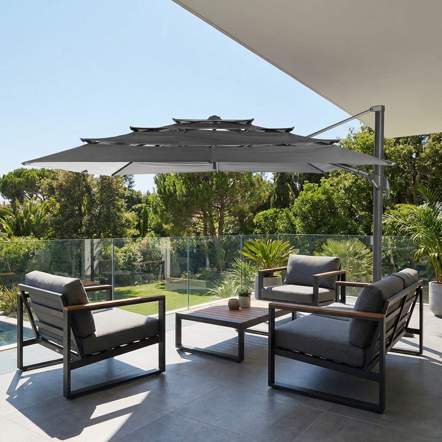 Ombrellone 400x300 cm Elea grigio