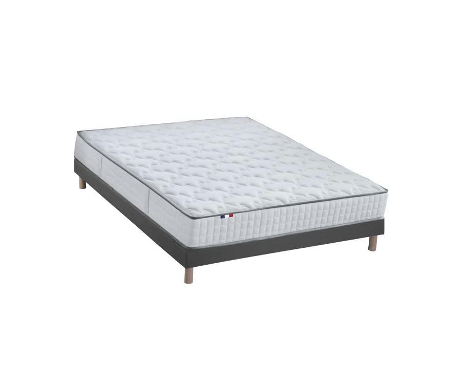 ENSEMBLE COSMOS - Ensemble matelas ressorts sommier noir 140x190