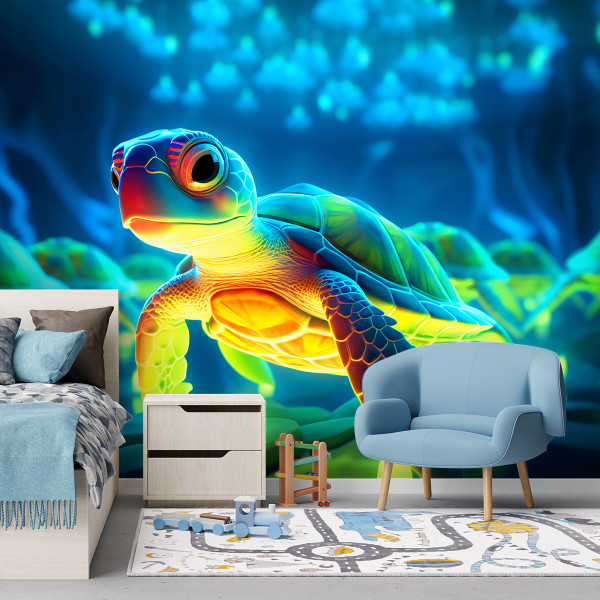Feeby Fototapeta, Neonowy żółw 150x105