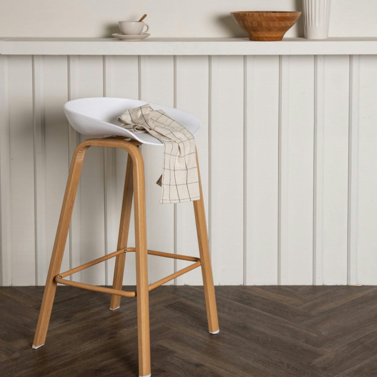 DORIANA - Lot de 2 tabourets de bar en métal blanc