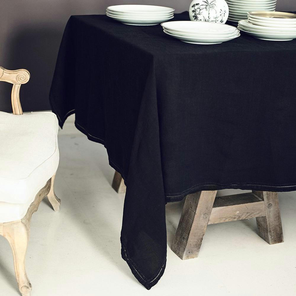 BASES DE LA TABLE - Nappe  Lin pur lavé Noir 250x250