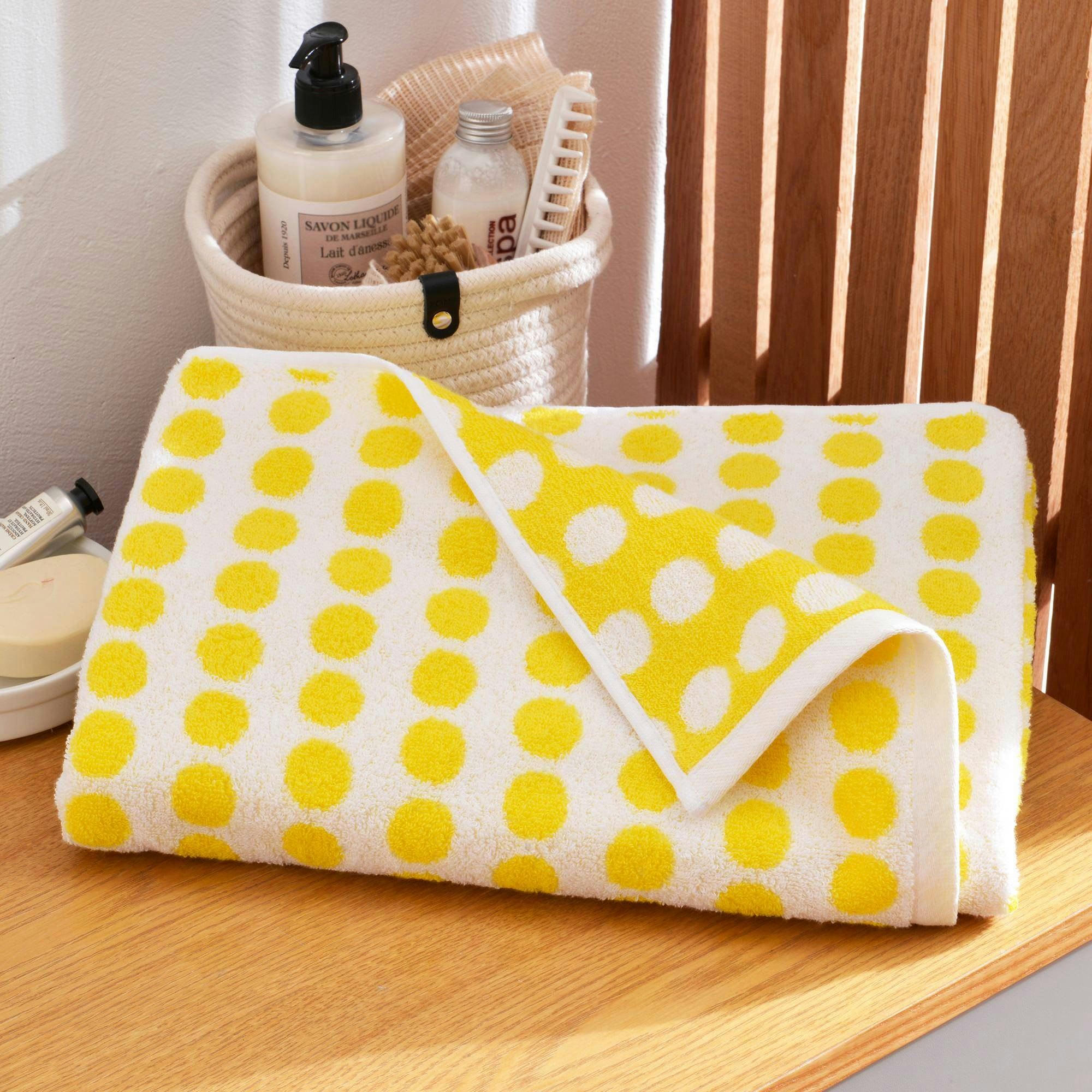 POISPOIS - Drap de bain 70x140 jaune en coton 450 g/m²