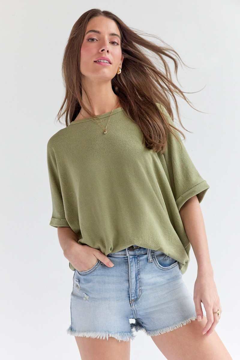 Annabeth Crew Neck Dolman Tee