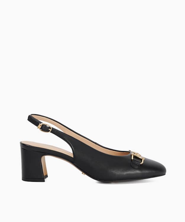 Diplomatic Black - Sling-Back Snaffle Trim Court Shoes