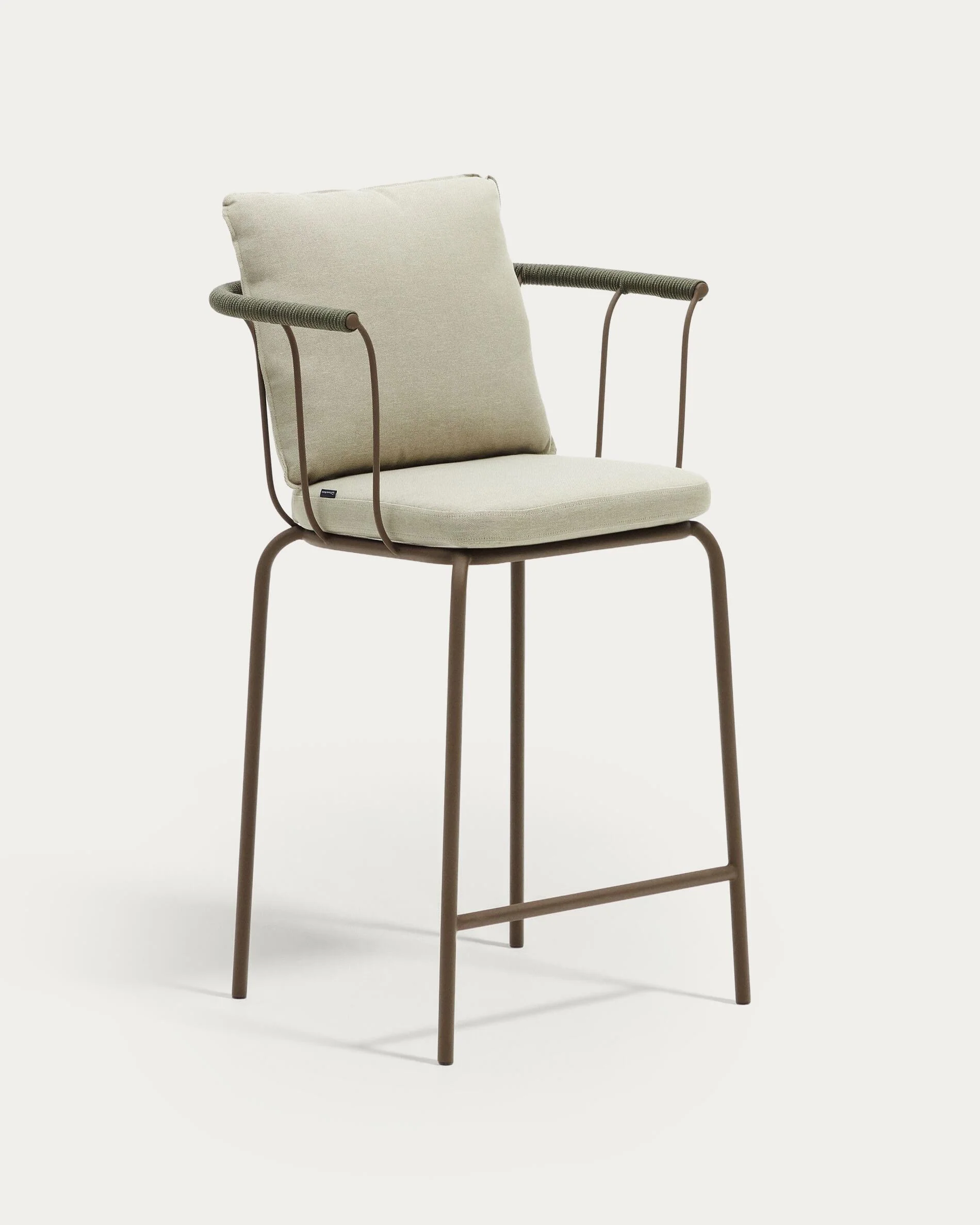 Salguer stackable stool in cord and steel with a brown painted finish, 66 cm