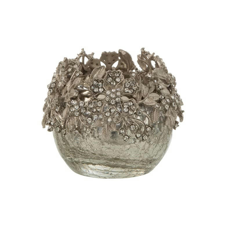 - Photophore en métal argent 8x8x8 cm