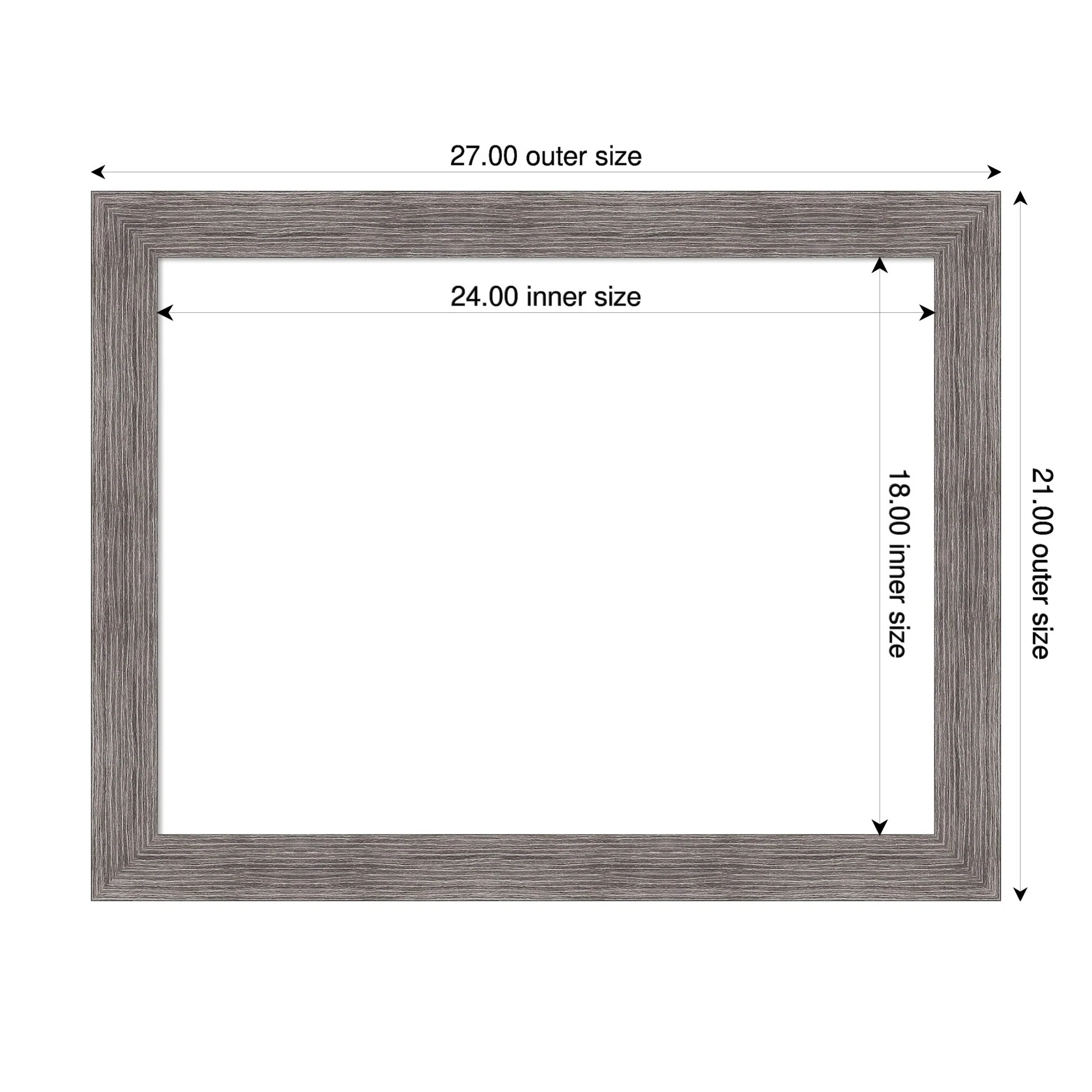 Amanti Art Pinstripe Plank Grey Narrow Framed Dry Erase Magnetic Board